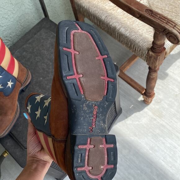 Durango Patriotic Wellington Square Toe Boots youth leather size 4 American flag - Picture 7 of 8